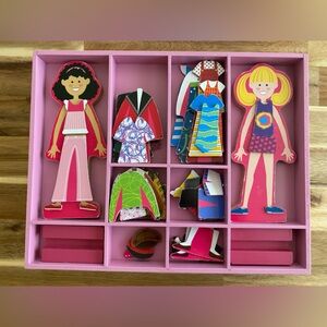 Melissa & Doug Abby & Emma Magnetic Wooden Dress-Up Dolls Set